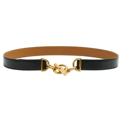 Pre-owned Hermes Hermès 1990s Ceinture Chaine D Ancre T80 Adjustable M Black Leather Belt