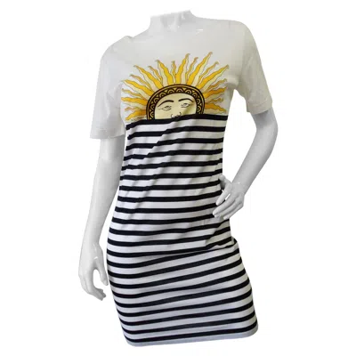 Pre-owned Hermes Hermés 1990s Celestial Sun Midi Dress In Gray