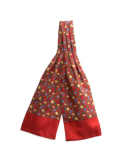 Pre-owned Hermes 1990s Floral-print Scarf In Red
