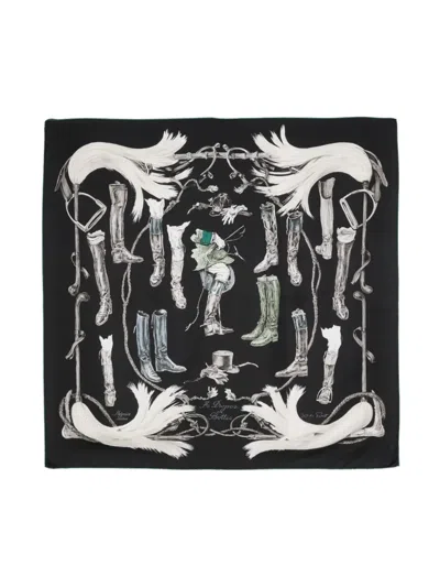 Pre-owned Hermes 1990s Graphic-print Silk Scarf In Black