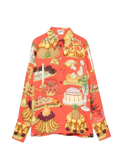 Pre-owned Hermes 1990s Graphic-print Shirt In Red