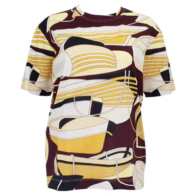 Pre-owned Hermes 1990s  Nautical Print Cotton Silk Blend T-shirt In Sand