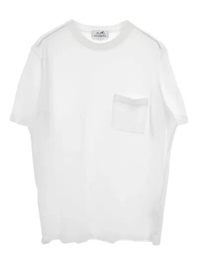 Pre-owned Hermes 1990s Patch-pocket T-shirt In White
