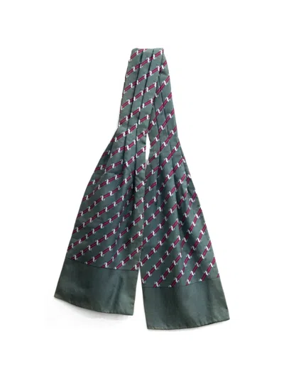 Pre-owned Hermes 1990s Patterned Silk Scarf In Green