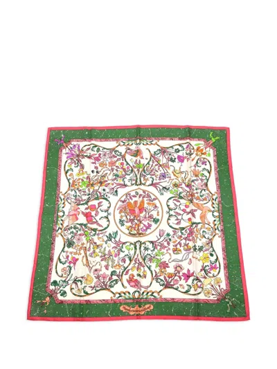 Pre-owned Hermes 1990s Pierres D'orient Et D'occident Floral Scarf