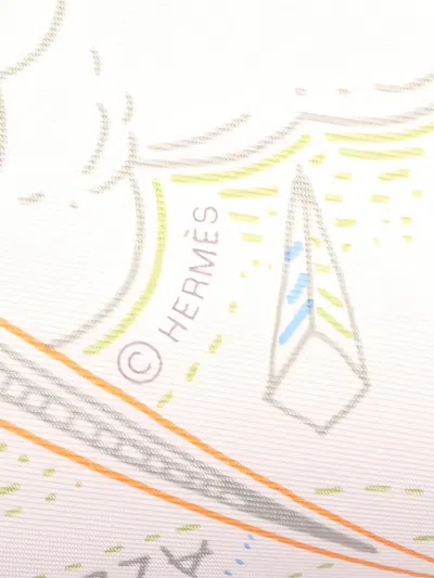 Pre-owned Hermes 1990s Printed Silk Scarf In Neutral