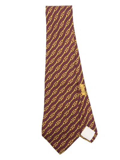 Pre-owned Hermes 1990s Printed Tie In Red