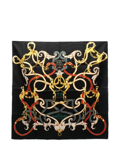 Pre-owned Hermes 1990s Silk Scarf In Black