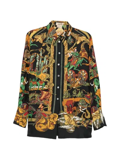 Pre-owned Hermes 1990s Silk Shirt In Black