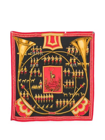 Pre-owned Hermes 1990s Square-shape Scarf In Black
