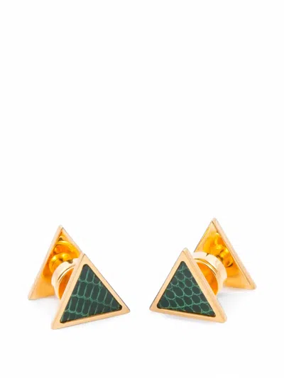 Pre-owned Hermes 1990s Triangular Cufflinks In Green