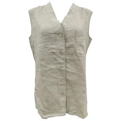 Pre-owned Hermes Hermès 1990s Vintage Linen Light Blue Unisex Shirt-vest, Size 42