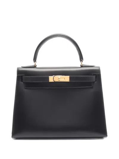 Pre-owned Hermes 1991 28 Kelly Tote Bag In Black
