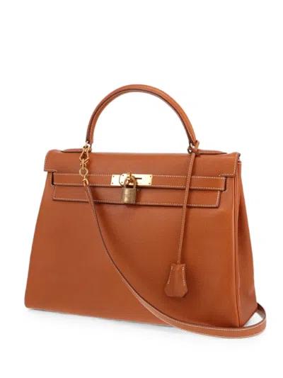 Pre-owned Hermes 1991 32 Kelly Tote Bag In 褐色