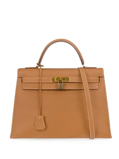 Pre-owned Hermes 1991 32 Kelly Tote Bag In Brown