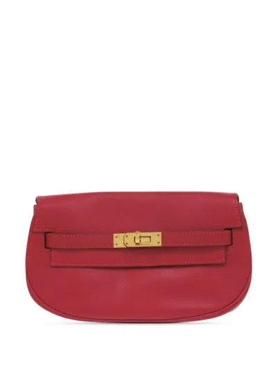 Pre-owned Hermes 1991 Courchevel Kelly Banana Belt Bag In Red