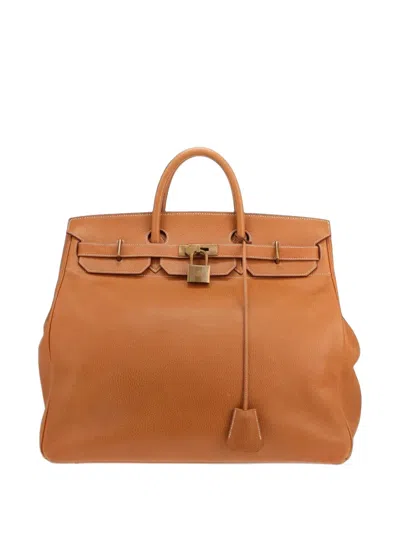 Hermes 1991 Haut Leather Tote Bag In Orange
