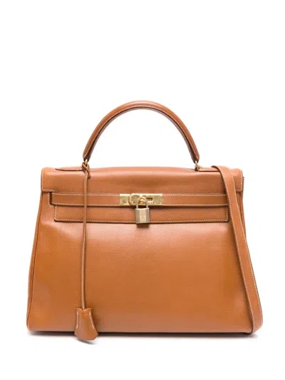 Pre-owned Hermes 1991  Kelly Handbag In Brown