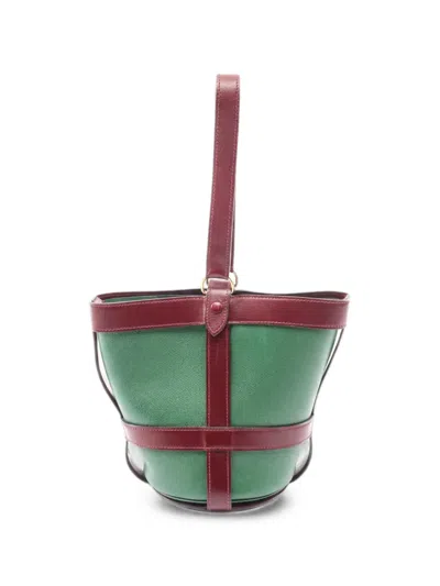 Pre-owned Hermes 1991 Mueslière Bucket Bag In Green