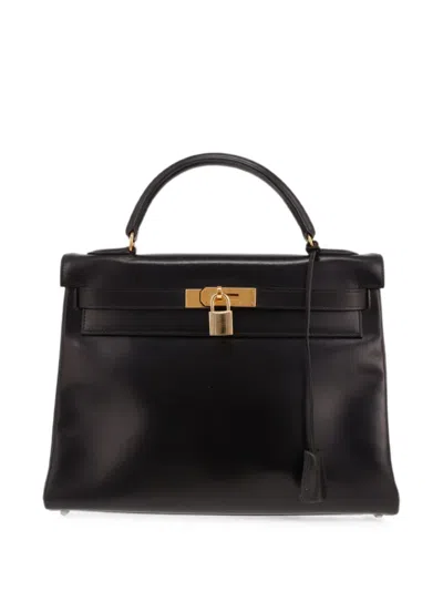 Pre-owned Hermes 1992 32 Kelly Tote Bag In Black