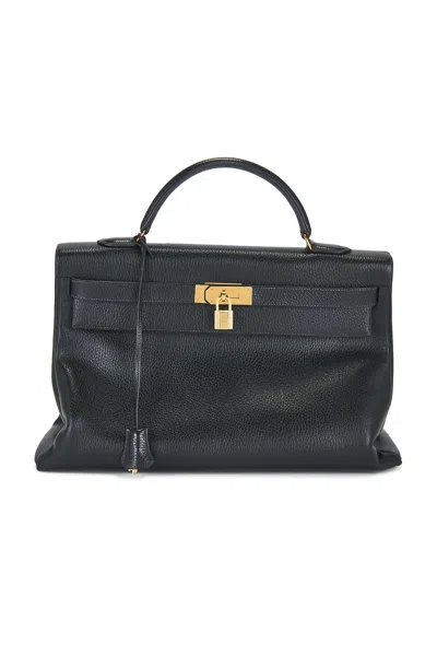 Pre-owned Hermes 1992 Ardennes Kelly 40 Handbag In Black