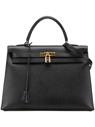 Pre-owned Hermes 1992 Ardennes Kelly Sellier 35 Satchel In Black