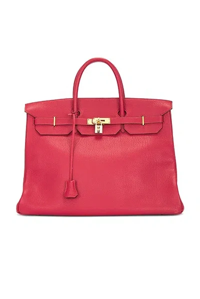 Pre-owned Hermes 1992 Fjord Birkin 40 Retourne Handbag In Red