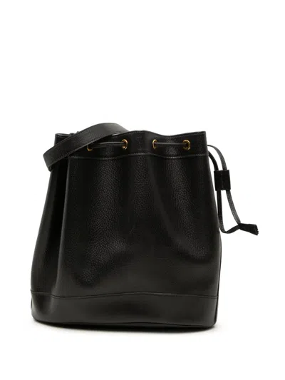 Pre-owned Hermes 1992-2010 Clemence Market Gm Bucket Bag In Black