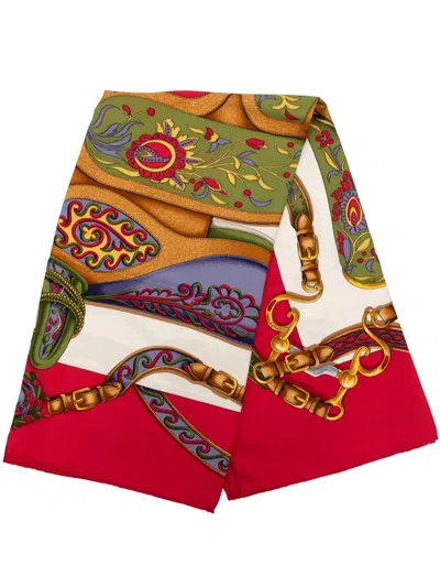 Pre-owned Hermes 1992-2013 Festival Des Amazones Silk Scarf 90 Scarves In Red