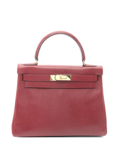 Pre-owned Hermes 1993 28 Kelly Tote Bag In Red