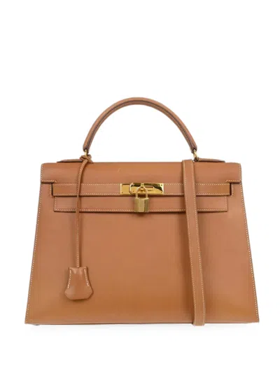 Pre-owned Hermes 1993 32 Kelly Tote Bag In Brown