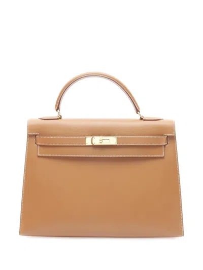 Pre-owned Hermes 1993 Chamonix Kelly I Sellier 32 Handbag In Brown