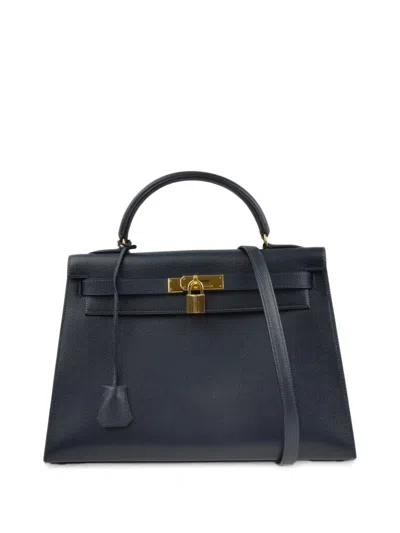 Pre-owned Hermes 1993 Kelly 32 Sellier Two-way Handbag In Black