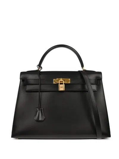 Pre-owned Hermes 1994 32 Kelly Sellier Tote Bag In Black