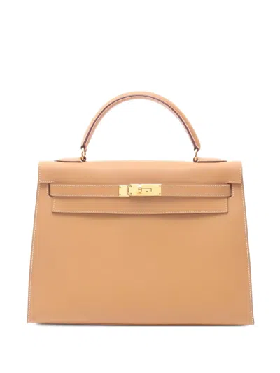 Pre-owned Hermes 1994 32 Kelly Top-handle Tote Bag In Neutral