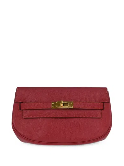 Pre-owned Hermes 1994 Banana Kelly Clutch Bag In Red