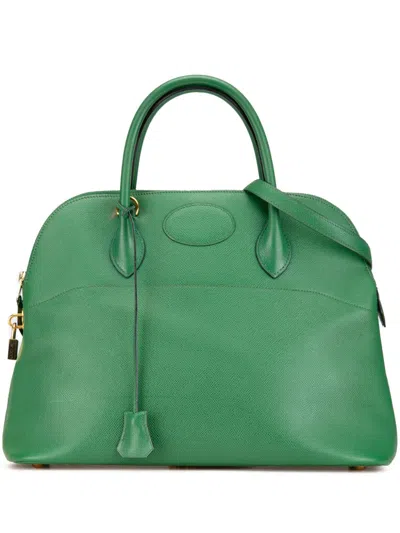 Pre-owned Hermes 1994 Courchevel Bolide 35 Satchel In 绿色