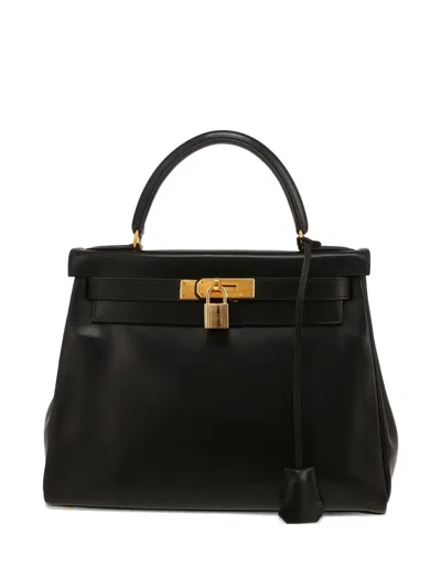 Pre-owned Hermes 1994 Kelly 28 Leather Tote Bag In Black