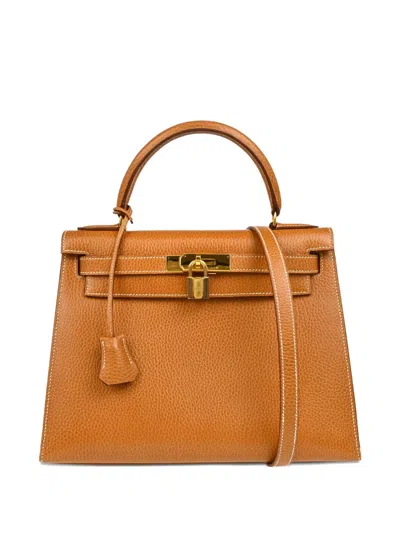 Pre-owned Hermes 1994 Kelly 28 Sellier Handbag In Brown