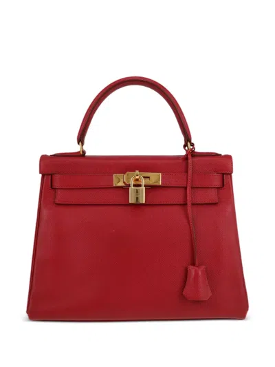 Pre-owned Hermes 1994 Kelly 28 Two-way Handbag In Red