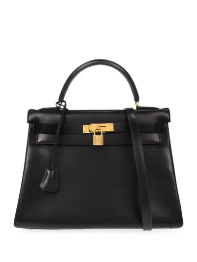 Pre-owned Hermes 1994 Kelly 32 Retourne Tote Bag In Black