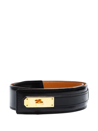 Pre-owned Hermes 1994 Kelly Leather Belt In Black