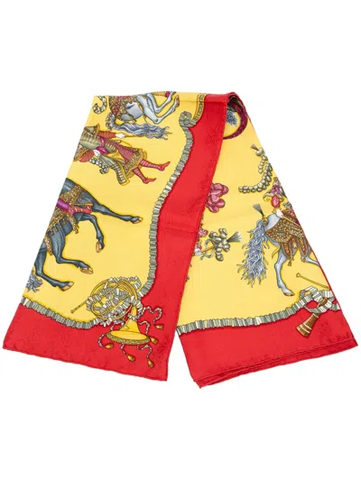 Pre-owned Hermes 1994 Les Fetes Du Roi Soleil Silk Scarf 90 Scarves In Multicolour