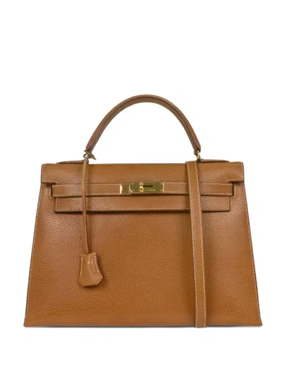 Pre-owned Hermes 1994 Pigskin Kelly 32 Sellier Handbag In Brown