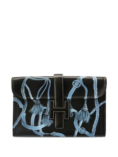 Pre-owned Hermes 1994 Pm Jige Elan Clutch Bag In Black