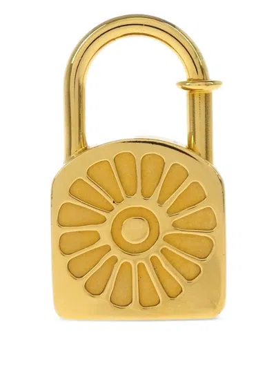 Pre-owned Hermes 1994 Sunflower Soleil Cadena Necklace Pendant In Gold