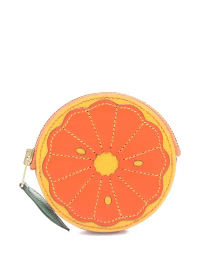 Pre-owned Hermes 1994 Tutti Frutti Round-zip Coin Purse In Orange