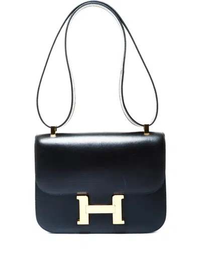 Pre-owned Hermes 1995 24 Constance Leather Shoulder Bag In Black