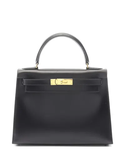 Pre-owned Hermes 1995 28 Kelly Sellier Handbag In Black