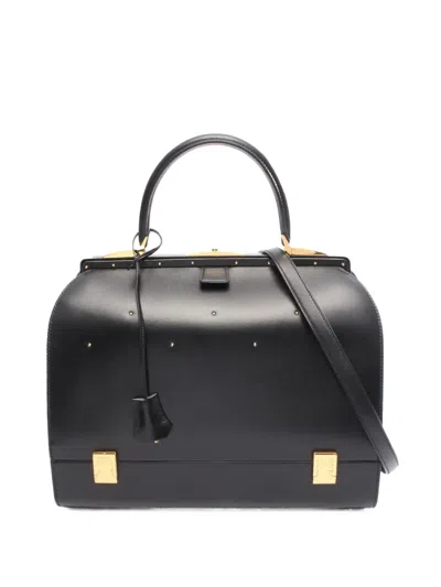 Pre-owned Hermes 1995 Calfskin Sack Mallette Satchel In Black